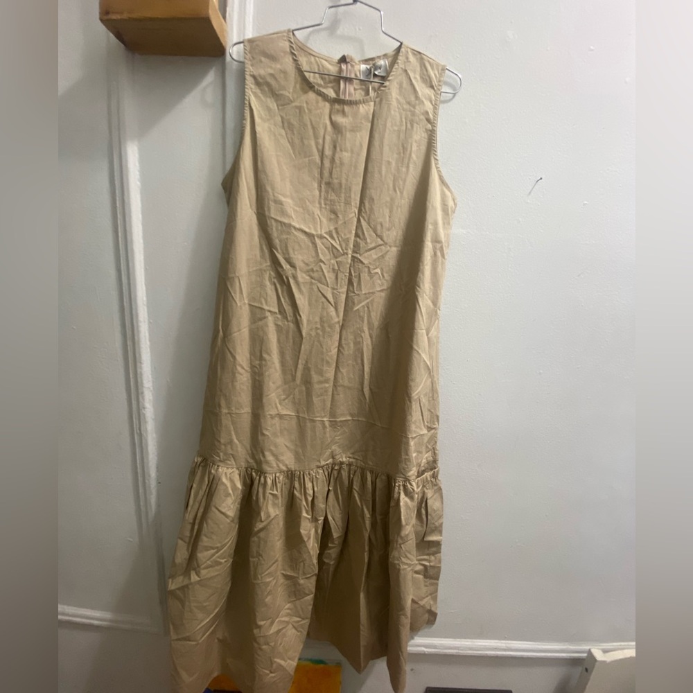 Women MUN Fashion beige flared dress